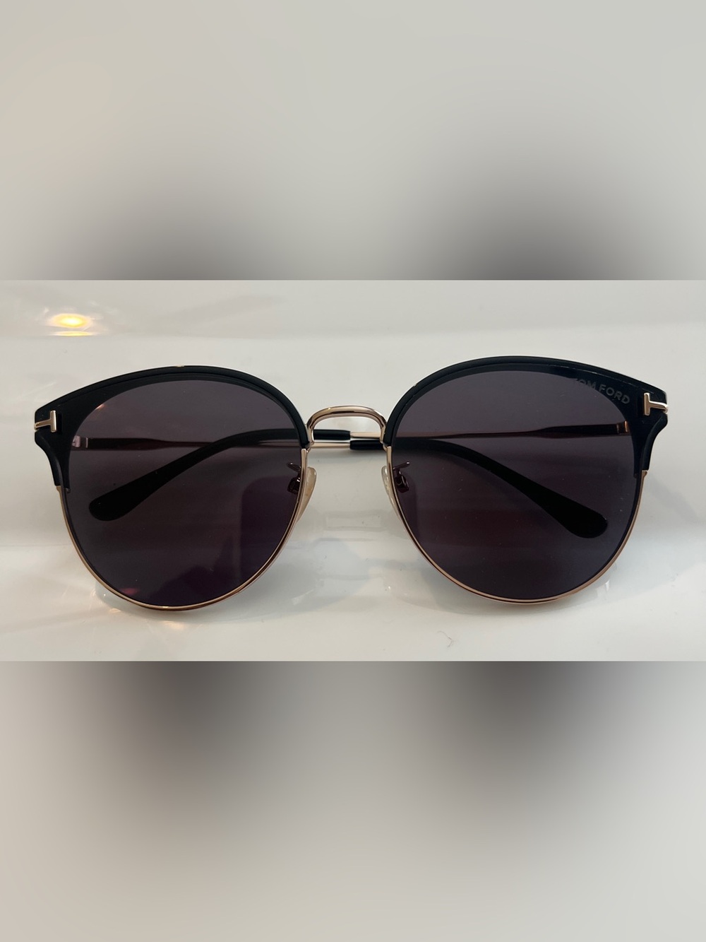 Tom Ford Black and Gold Round Women's Sunglasses